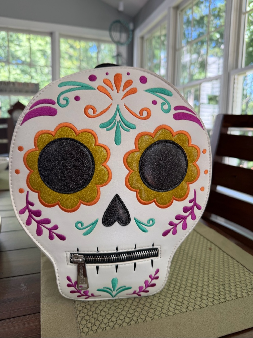 Loungefly exclusive Disney Parks Coco White Floral Sugar Skull Backpack Bag - Picture 12 of 16